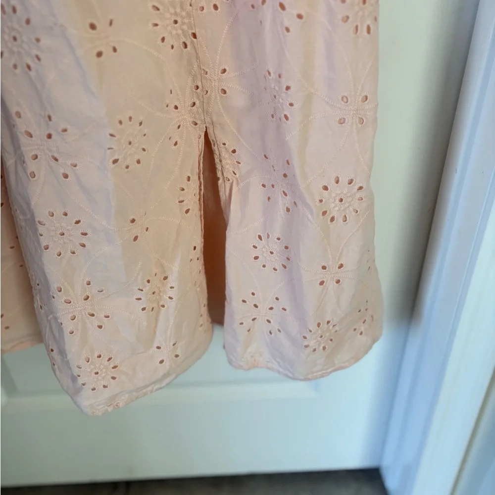 Blush Pink Eyelet Midi Dress | Kentucky Derby Style | Feminine Spring Occasion - Picture 7 of 7